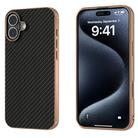 For iPhone 16 Plus Nano Electroplating Carbon Fiber Texture Phone Case(Black) - 1