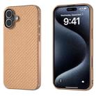 For iPhone 16 Plus Nano Electroplating Carbon Fiber Texture Phone Case(Gold) - 1