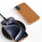 For iPhone 16 Plus Nano Electroplating Carbon Fiber Texture Phone Case(Brown) - 2