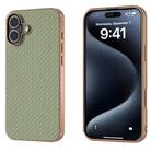 For iPhone 16 Plus Nano Electroplating Carbon Fiber Texture Phone Case(Green) - 1