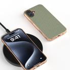 For iPhone 16 Plus Nano Electroplating Carbon Fiber Texture Phone Case(Green) - 2