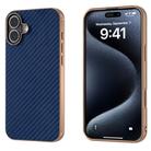 For iPhone 16 Plus Nano Electroplating Carbon Fiber Texture Phone Case(Navy Blue) - 1