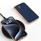 For iPhone 16 Plus Nano Electroplating Carbon Fiber Texture Phone Case(Navy Blue) - 2