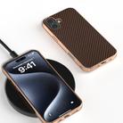 For iPhone 16 Nano Electroplating Carbon Fiber Texture Phone Case(Dark Brown) - 2