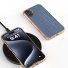 For iPhone 16 Nano Electroplating Carbon Fiber Texture Phone Case(Sky Blue) - 2