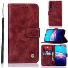 For Motorola Moto E 2020 Copper Buckle Retro Crazy Horse Texture Horizontal Flip Leather Case with Holder & Card Slots & Wallet(Wine Red) - 1