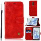 For OnePlus 8 Copper Buckle Retro Crazy Horse Texture Horizontal Flip Leather Case with Holder & Card Slots & Wallet(Red) - 1