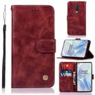 For OnePlus 8 Copper Buckle Retro Crazy Horse Texture Horizontal Flip Leather Case with Holder & Card Slots & Wallet(Wine Red) - 1