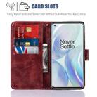 For OnePlus 8 Copper Buckle Retro Crazy Horse Texture Horizontal Flip Leather Case with Holder & Card Slots & Wallet(Wine Red) - 6