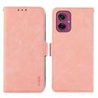 For Motorola Moto G55 5G ABEEL Frosted Magnetic RFID Leather Phone Case(Pink) - 1