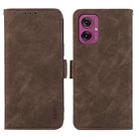 For Motorola Moto G55 5G ABEEL Frosted Magnetic RFID Leather Phone Case(Brown) - 1