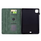 For iPad Pro 11 2024 Cats Embossed Leather Smart Tablet Case(Green) - 3