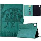 For iPad Pro 11 2024 Cats Embossed Leather Smart Tablet Case(Light Blue) - 1