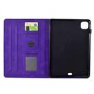 For iPad Pro 11 2024 Cats Embossed Leather Smart Tablet Case(Purple) - 3