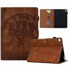 For iPad 10.2 2021 / 2020 / 10.5 2019 Cats Embossed Leather Smart Tablet Case(Brown) - 1