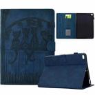 For iPad mini 5 / 4 / 3 / 2 / 1 Cats Embossed Leather Smart Tablet Case(Dark Blue) - 1