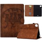 For iPad Air 11 2024 / Pro 11 2022 Cats Embossed Leather Smart Tablet Case(Brown) - 1