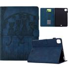 For iPad Air 11 2024 / Pro 11 2022 Cats Embossed Leather Smart Tablet Case(Dark Blue) - 1