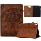 For Samsung Galaxy Tab A7 Lite T220 Cats Embossed Leather Tablet Case(Brown) - 1