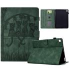 For Samsung Galaxy Tab A 10.1 2019 T510 Cats Embossed Leather Tablet Case(Green) - 1