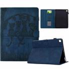 For Samsung Galaxy Tab A 10.1 2019 T510 Cats Embossed Leather Tablet Case(Dark Blue) - 1