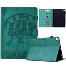 For Samsung Galaxy Tab A 10.1 2019 T510 Cats Embossed Leather Tablet Case(Light Blue) - 1