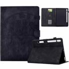 For Samsung Galaxy Tab S9 / S9 FE Cats Embossed Leather Smart Tablet Case(Black) - 1