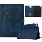 For Samsung Galaxy Tab A9+ Cats Embossed Leather Smart Tablet Case(Dark Blue) - 1