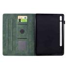 For Samsung Galaxy Tab S8 / S7 Cats Embossed Leather Smart Tablet Case(Green) - 3