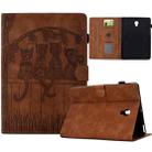 For Samsung Galaxy Tab A 10.5 T590 Cats Embossed Leather Smart Tablet Case(Brown) - 1