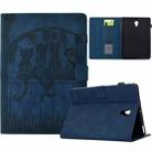 For Samsung Galaxy Tab A 10.5 T590 Cats Embossed Leather Smart Tablet Case(Dark Blue) - 1