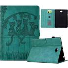 For Samsung Galaxy Tab A 10.1 2016 T580 Cats Embossed Leather Smart Tablet Case(Light Blue) - 1