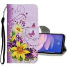 For Vivo V19 Colored Drawing Pattern Horizontal Flip Leather Case with Holder & Card Slots & Wallet(Yellow Flower Butterfly) - 1