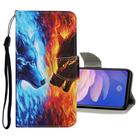 For Vivo Y11 (2019) Colored Drawing Pattern Horizontal Flip Leather Case with Holder & Card Slots & Wallet(Flame Wolf) - 1
