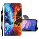 For Vivo Y11 (2019) Colored Drawing Pattern Horizontal Flip Leather Case with Holder & Card Slots & Wallet(Flame Wolf) - 1