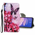 For Vivo Y11 (2019) Colored Drawing Pattern Horizontal Flip Leather Case with Holder & Card Slots & Wallet(Red Flower Butterfly) - 1