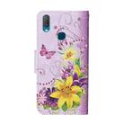 For Vivo Y11 (2019) Colored Drawing Pattern Horizontal Flip Leather Case with Holder & Card Slots & Wallet(Yellow Flower Butterfly) - 3