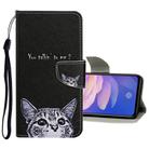 For Vivo Y17 / Y15 / Y12 Colored Drawing Pattern Horizontal Flip Leather Case with Holder & Card Slots & Wallet(Kitty) - 1