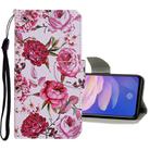 For Vivo Y19 Colored Drawing Pattern Horizontal Flip Leather Case with Holder & Card Slots & Wallet(Peony) - 1