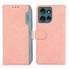 For Motorola Edge 50 5G Global ABEEL Color Block Magnetic RFID Leather Phone Case(Pink-Cyan) - 1