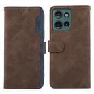 For Motorola Edge 50 5G Global ABEEL Color Block Magnetic RFID Leather Phone Case(Brown-Blue) - 1