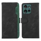 For Motorola Edge 50 Neo ABEEL Color Block Magnetic RFID Leather Phone Case(Black-Green) - 1