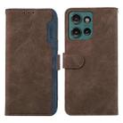 For Motorola Edge 50 Neo ABEEL Color Block Magnetic RFID Leather Phone Case(Brown-Blue) - 1