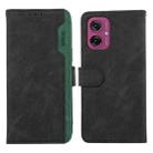 For Motorola Moto G55 5G ABEEL Color Block Magnetic RFID Leather Phone Case(Black-Green) - 1