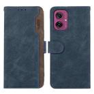 For Motorola Moto G55 5G ABEEL Color Block Magnetic RFID Leather Phone Case(Blue-Brown) - 1