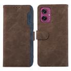 For Motorola Moto G55 5G ABEEL Color Block Magnetic RFID Leather Phone Case(Brown-Blue) - 1