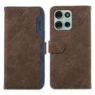 For Motorola Moto G75 5G ABEEL Color Block Magnetic RFID Leather Phone Case(Brown-Blue) - 1