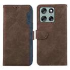 For Motorola Moto G56 5G ABEEL Color Block Magnetic RFID Leather Phone Case(Brown-Blue) - 1