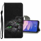 For Vivo Y91C Colored Drawing Pattern Horizontal Flip Leather Case with Holder & Card Slots & Wallet(Black Cat) - 1