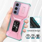 For Samsung Galaxy S24 FE 5G Sliding Camshield Holder Phone Case(Pink + Grey Green) - 3
